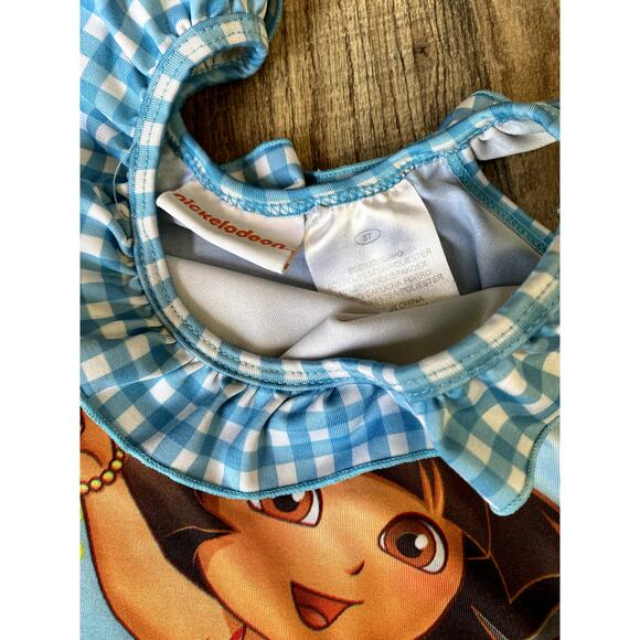 Vintage Dora the Explorer One Piece Swimsuit w/ Cover Up Wrap Girls 5T - Picture 6 of 9